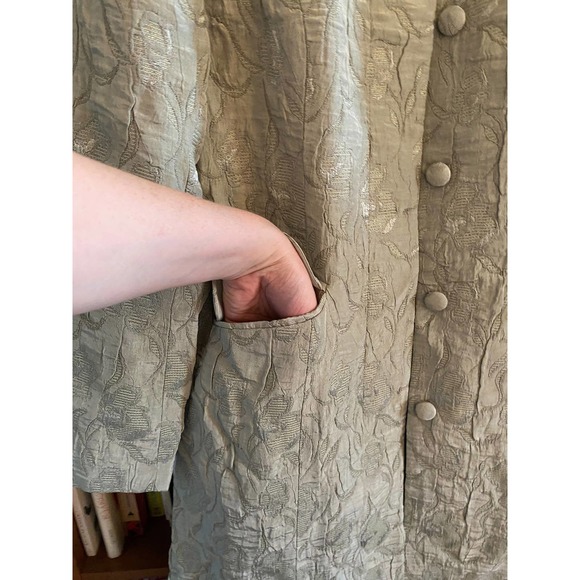 Vintage Handmade Brocade Duster Jacket, Sea/Mint Green, size S-M - Picture 6 of 11